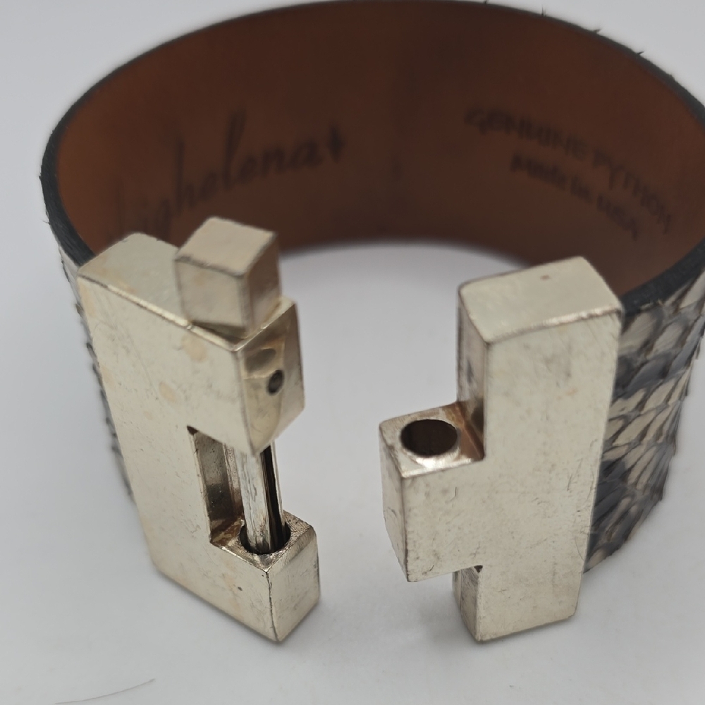 Leigh Elena Python Skin Cuff Bracelet - image 4